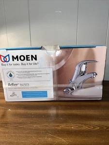 Grifo de baño Moen 84503 4" Adler cromado 1 manija arco bajo nuevo caja abierta - Imagen 1 de 1