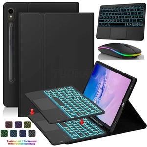 Für Samsung Tab A9+ A8 A7 S10 S9 S8 Beleuchtet QWERTZ Tastatur Schutzhülle Maus - Bild 1 von 39