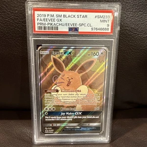 Eevee GX PSA 9 SM233 SM Black Star Promo Sun Moon Pokemon English Full Art Meme - Picture 1 of 2