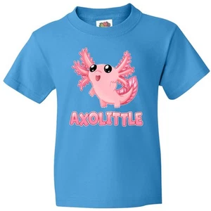 Inktastic Axolittle- Cute Baby Axolotl Youth T-Shirt Animals Funny Salamander - Picture 1 of 9