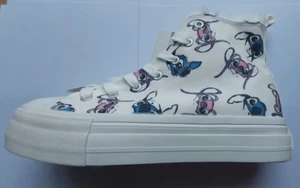 Lilo & Stitch Ankle Trainer High Top Platform Boots Canvas Faux Fur Lined - Picture 1 of 10