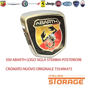 500 ABARTH LOGO SIGLA STEMMA POSTERIORE CROMATO NUOVO ORIGINALE 735496473 - Picture 1 of 1