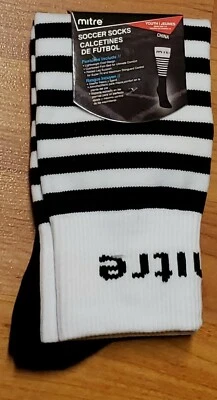 Mitre Youth Soccer Futbol Socks, Youth Black & White Size: 3-9 New - Image 1 of 2