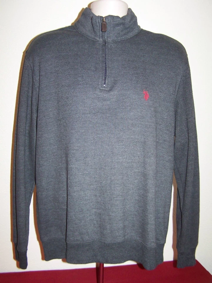 US Polo Association Quarter Zip Up Charcoal Gray Sweater Men’s Size Large - Image 1 of 4