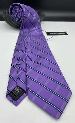 Nordstrom Men's Shop 100% Silk Tie ~ Purple ~ Grid Pattern - Image 1 of 4