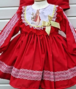 DREAM 0-8 years BABY GIRLS Red gold Peter Rabbit traditional romany twirly dress - Picture 1 of 6