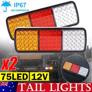 2 X 75 LED Tail Lights Stop Reverse Indicator 12V Ute Trailer Caravan Truck Boat - Picture 1 of 12