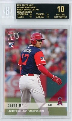 2018 TOPPS NOW MLB #4 SHOHEI OHTANI PLAYERS WEEKEND RC - BGS BLACK LABEL QUAD 10 - Image 1 of 2