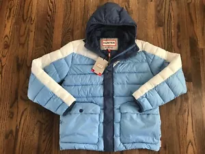 New Hunter Men's Original Puffer Jacket Blue/White MRO4173WAZ Size L 42/44 NWT - Picture 1 of 5