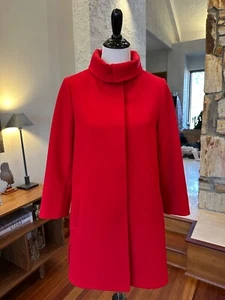 ANN TAYLOR Red Polyester/Spandex Single-Breasted Pea Coat - Medium Petite #G4044 - Picture 1 of 14