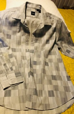 Camisa xadrez verde claro algodão com botões BOSS Hugo Boss tamanho G - Imagem 1 de 4