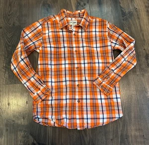 GUC Boy's The Children's Place Plaid Button Up Shirt, Orange Blue, Size: XL 14 - Picture 1 of 7
