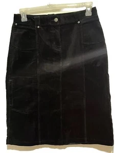 Woolrich Women’s Skirt Corduroy Size 10 Black Knee Length Cute Side Pocket - Picture 1 of 12