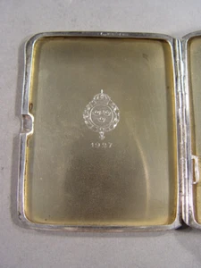 Schweden königliches Geschenk Zigarettenetui, SILBER, Wappen 1927, Punze KA - Bild 1 von 17
