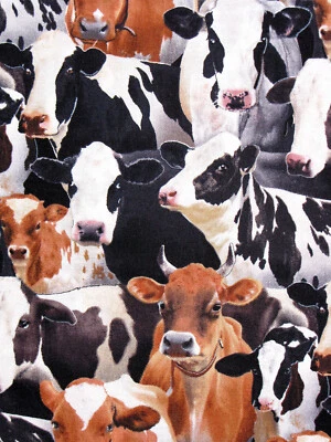 Farm Animals Cows Fabric Dairy Milk Cattle Cotton 432 Elizabeths Studio By Yard - Image 1 of 2