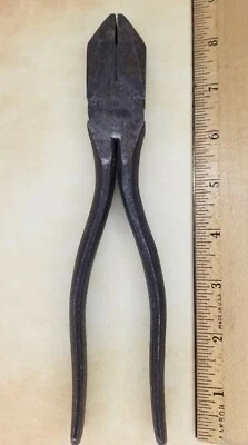 Alicates eléctricos de corte lateral Linesman vintage Utica 1950 8" herramienta Nueva York EE. UU. Foto 1 de 4