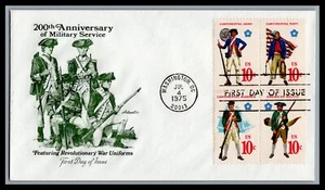US FDC # 1565-1568 10c Military Uniforms Becenti block Artmaster  1975, 9M347 - Picture 1 of 1