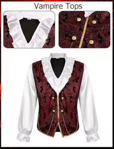 Oumbivil Vampire Costume Men Adult Gothic Medieval Royal Vampire Cape & Shirt XL - Picture 1 of 2