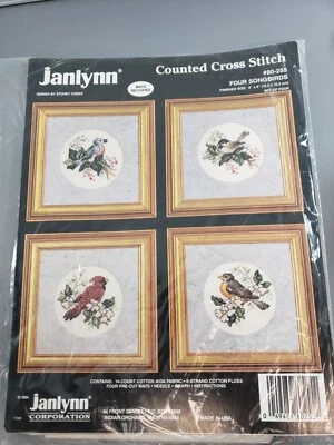 Janlynn Kit Punto de Cruz Contado Cuatro Pájaros Cantores #80-255 COMPLETO DE COLECCIÓN. Estados Unidos 1994 Foto 1 de 4