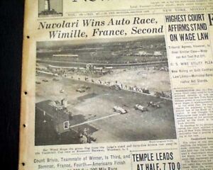 VANDERBILT CUP voiture de course course course Tazio Nuvolari GAGNE 1936 vieux journal