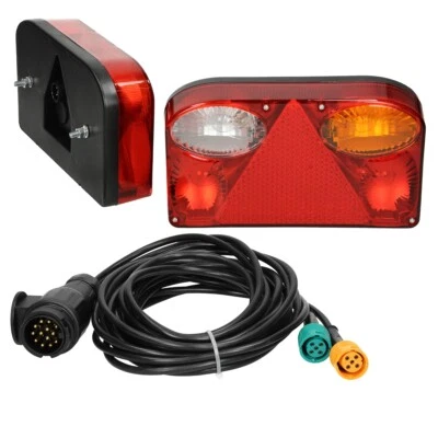Kit 2x fanali rimorchio luci posteriori camion rimorchio 13 poli stop E11 5m 12V - Image 1 of 4