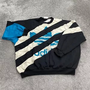 Adidas Vintage 90's Rare Sweatshirt Mens XL Black White Crew Neck Retro Casual - Picture 1 of 14