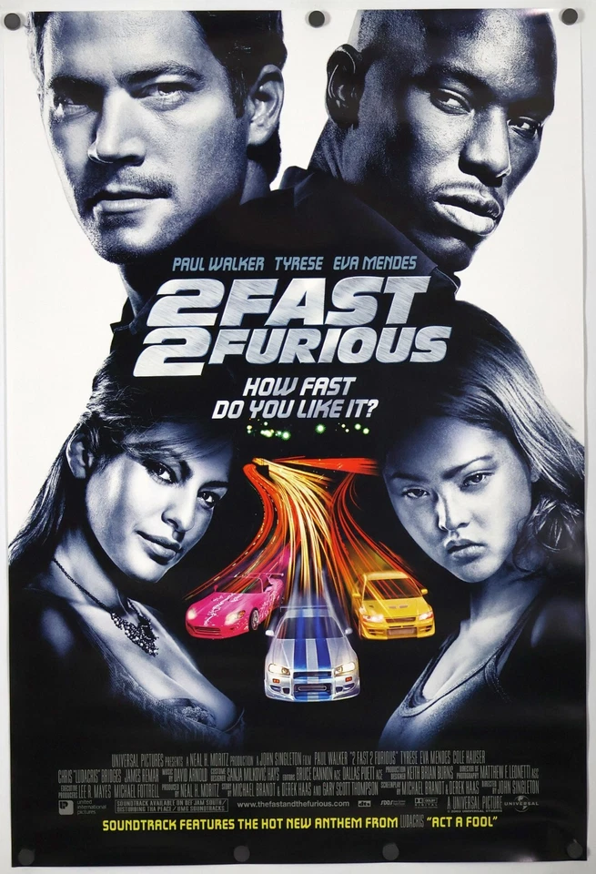 2 Fast 2 Furious - original DS movie poster - 27x40 D/S INTL 2003 Final MINT