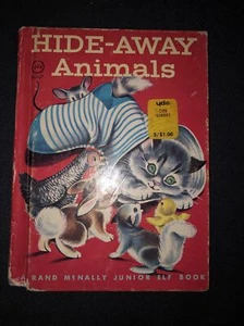 Vintage 1957 Hide-Away Animals Rand McNally Junior Elf Book 50s Mary Jane Chase - Picture 1 of 5