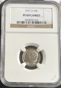 1971 S 10C Roosevelt Dime NGC PF69 Cameo - Picture 1 of 2