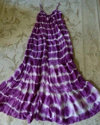 Ralph Lauren Seda Algodón Maxi Vestido M Violeta Tie Dye NUEVO Verano Playa Damas  Foto 1 de 4