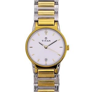 Titan Gold Plated Two Tone White Dial Watch 30mm - Picture 1 of 8