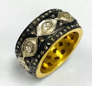 Anello SS Meher's Champagne e Fette Polki Diamante Bicolore Vermeil Sigaro - Foto 1 di 3