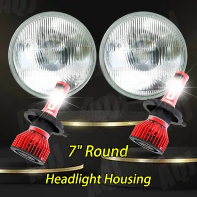 For Jeep Wrangler JK TJ CJ LJ DOT Approved 7" inch Round LED Headlights  - Image 1 of 4