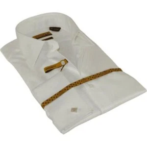 Mens long sleeves Cotton Shirt French Cuffs Wrinkle Resistance ENZO 61102 White - Picture 1 of 12