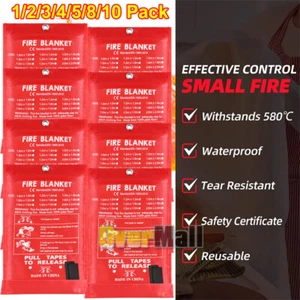 Paquete de 1-10 MANTAS CONTRA INCENDIOS Fibra de Vidrio Emergencia Hogar Retardante Preparado 39""x39"" - Imagen 1 de 26