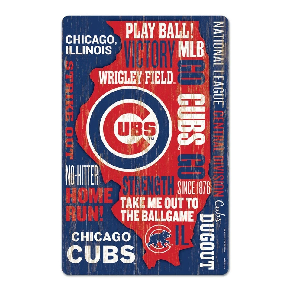 CHICAGO CUBS GO CUBS GO WORDAGE WOOD SIGN 11"X17'' NEW WINCRAFT - Image 1 of 1