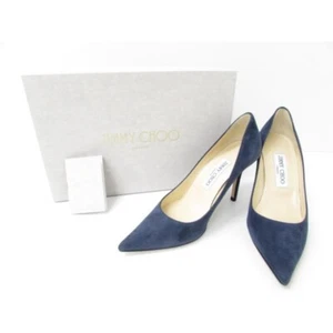 Zapatos de salón Jimmy Choo tacón azul marino gamuza EU36.5 US6.5 auténticos de JAPÓN - Imagen 1 de 24