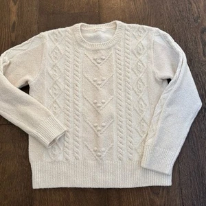 Crewcuts Girls Cable Knit Cream Sweater Sz 8 - Picture 1 of 4