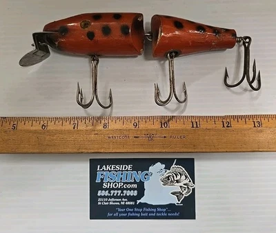 DE COLECCIÓN CREEK CHUB PIKIE ARTICULADO MADERA MUSKIE SEÑUELO DE PESCA OJO FALTANTE  Foto 1 de 4
