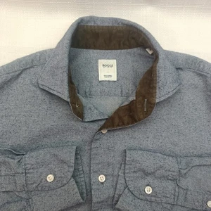 Boggi Milano Easy Formal Custom Fit Blue Micro Check Button Down Shirt Size S - Bild 1 von 7
