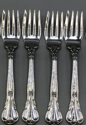 Chantilly by Gorham Sterling Silver set of 4 Pastry or small Fish Forks 5.75" - Image 1 of 4