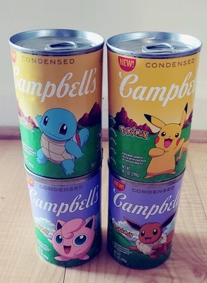 Sopa de pasta Campbell's edición limitada con forma de Pokémon - Lote de 4 latas - Nueva Foto 1 de 2