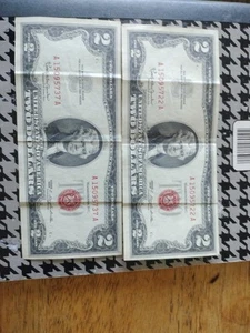 $2 Red Notes A 15095722A. A 15095737A. Series 1963 Crisp - Picture 1 of 3