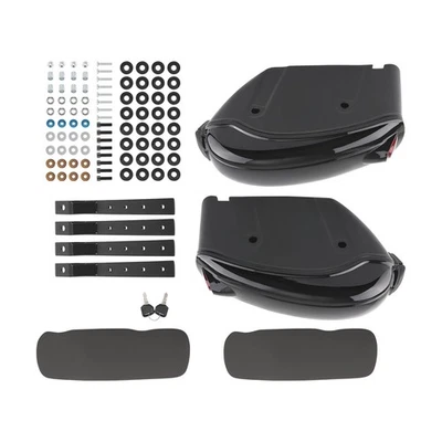 Motorcycle Side Cases for Harley Davidson Red Brake Light Storage Bags Black - Image 1 of 4