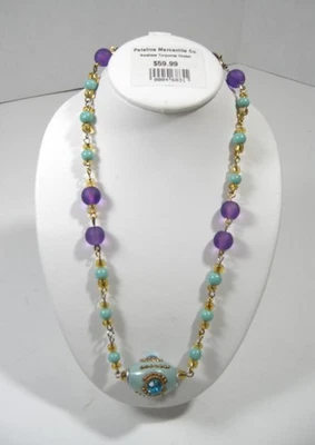 Turquoise and Purple Beaded Choker - Image 1 of 3