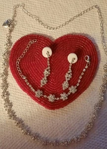 Betsey Johnson Rhinestone Necklace, PE And Bracelet Ensemble - Picture 1 of 9