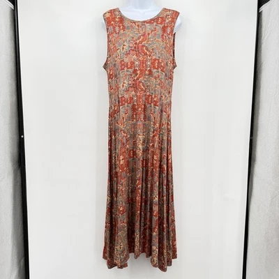 Peruvian Connection Dress Womens Large Red Multicolor Sleeveless Maxi Stretch - Image 1 of 4