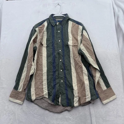 Camisa De Colección Wrangler Brushpopper Hombres L Rayas Perla Snap Vaquero Occidental Foto 1 de 4