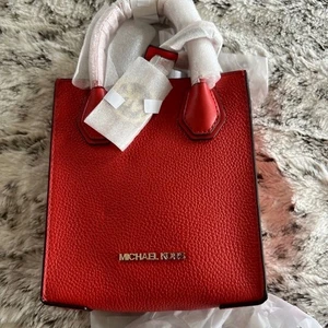 Bolso Bandolera $348 Michael Kors Mercer XS Cuero Guijarro MK Signature - Imagen 1 de 8