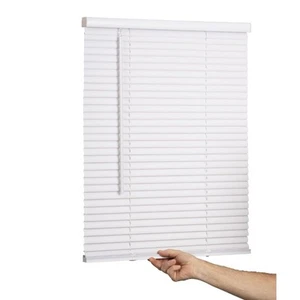 Cordless Mini Blind, 1" Vinyl Slats, 33" Wide x 36" Long - White, Window Blin... - Picture 1 of 6